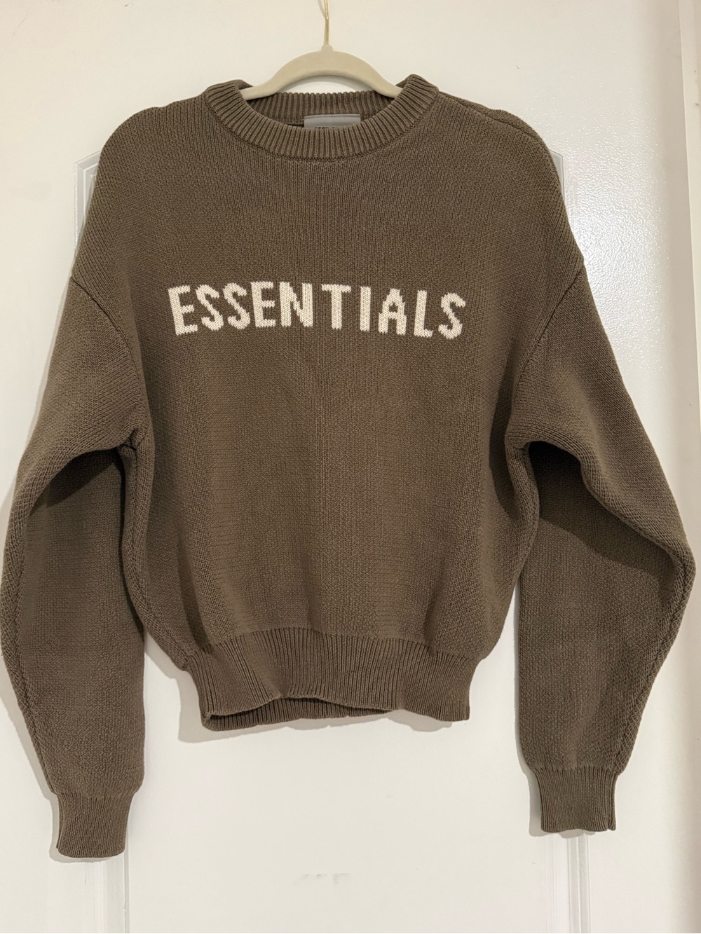 Essentials Crewneck Sweater in Brown with White Logo